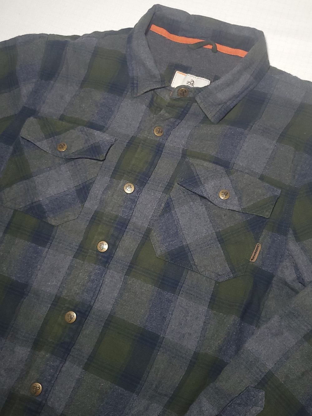 Legendary Whitetails Archer Thermal Lined Flannel Shirt Jacket Mens LG Gray Gree